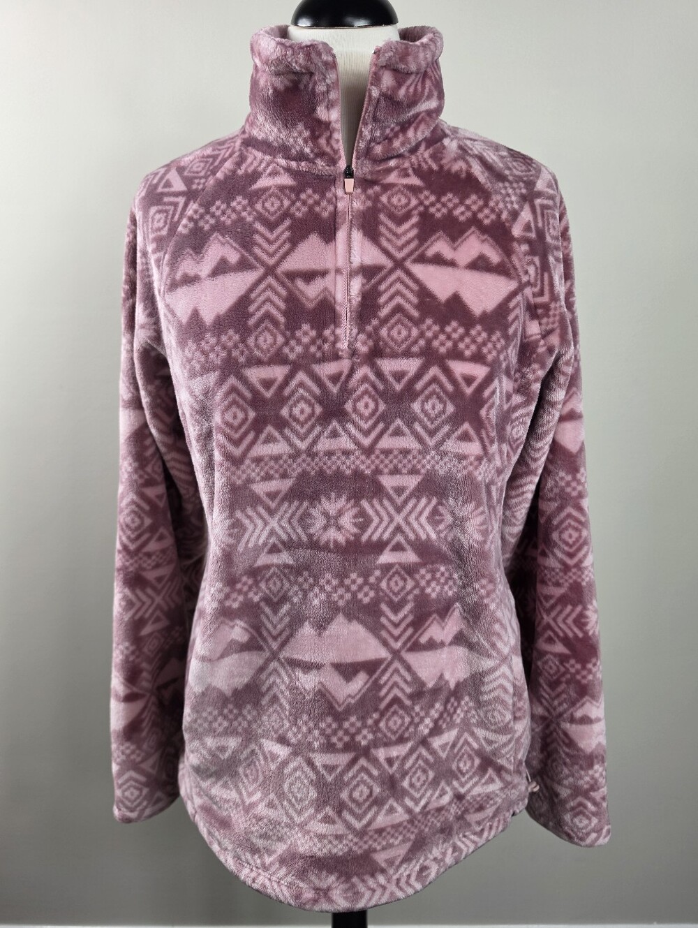 Eddie Bauer Plush Fleece Southwestern Print 1/4 Zip Top
